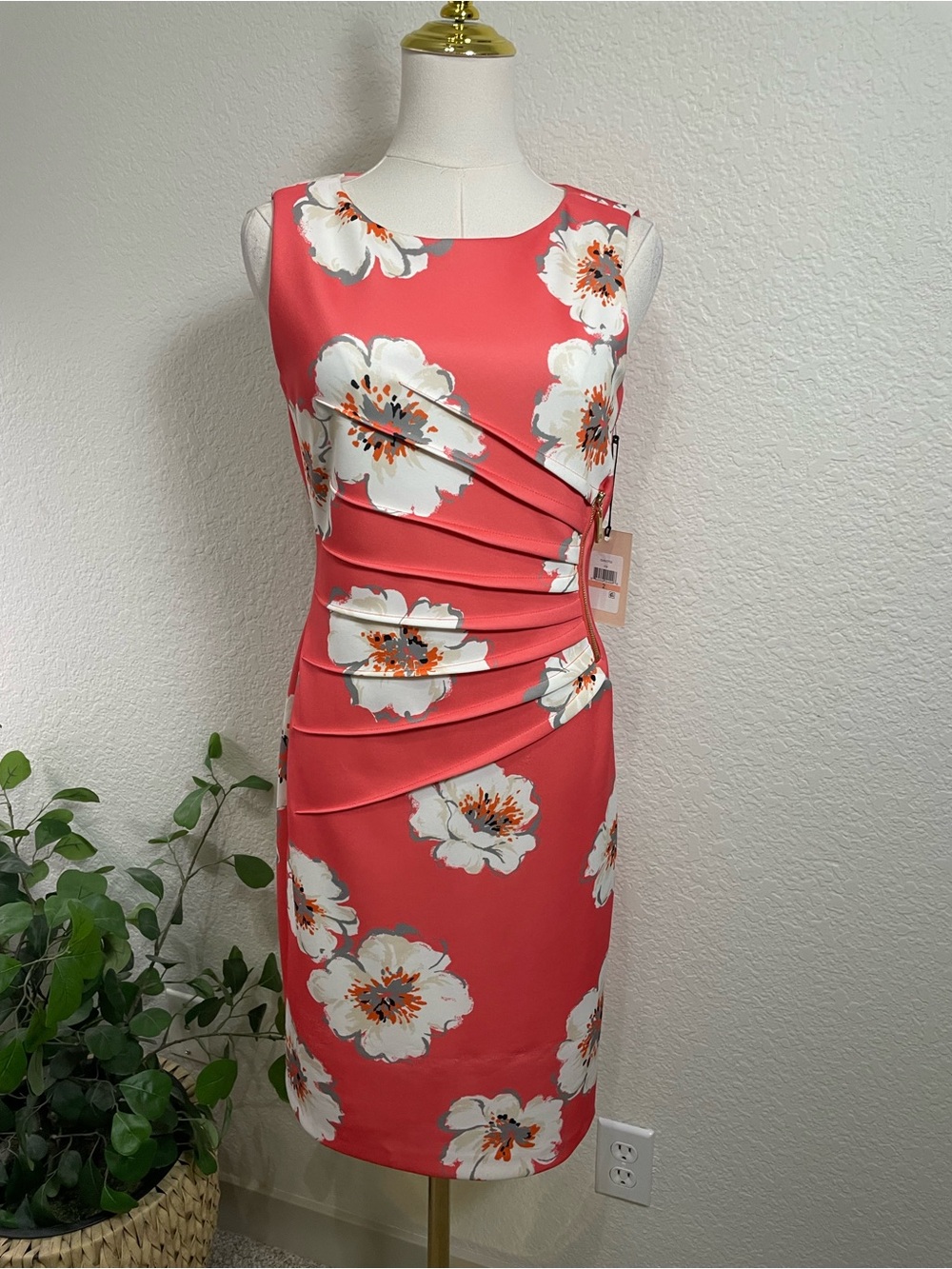 Ivanka Trump Coral Floral Sheath Dress | Size 2 | NWT